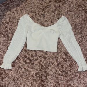 Hollister Off The Shoulder Long Sleeve Crop Top L